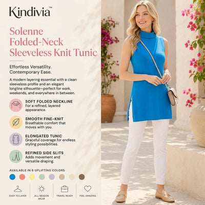 Kindivia™ Solenne Folded-Neck Sleeveless Knit Tunic