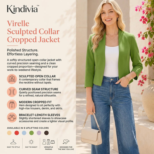 Kindivia™ Virelle Sculpted Collar Cropped Jacket